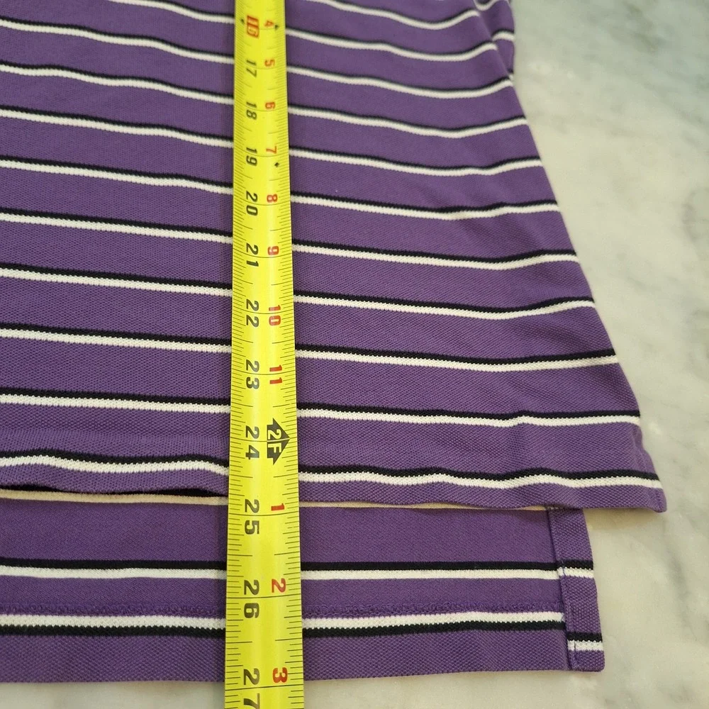 Polo Ralph Lauren Polo Shirt Mens L Purple Striped Stretch Mesh Pony Logo Spot